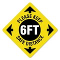Signmission Please Keep Safe Distance Non-Slip Floor Graphic, 11in Vinyl, 6PK, 11 in L, 11 in H, X-11-6PK-99976 FD-X-11-6PK-99976